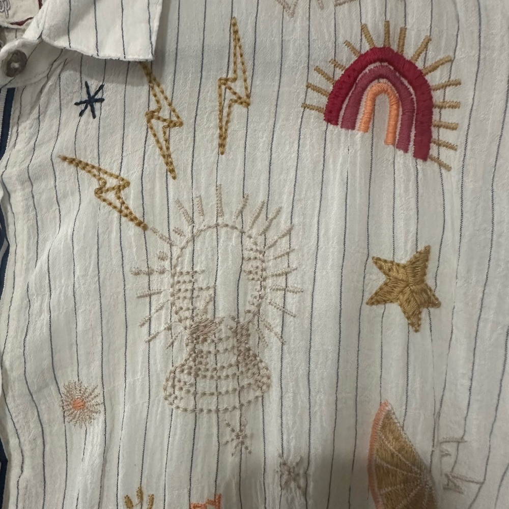 Johnny Was Multicolor Embroidered Button Down Shirt - Picture 2 of 7